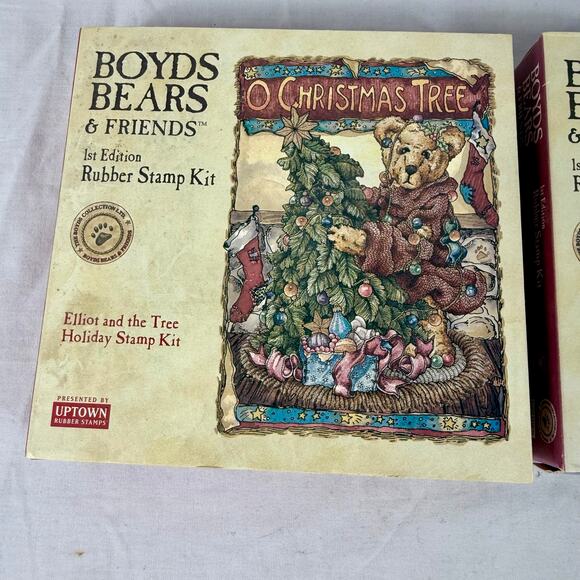 Boyd’s Bears Rubber Stamp Kit x2 Elliot and the Tree Manheim Eco-Moose Crafts - Picture 2 of 5